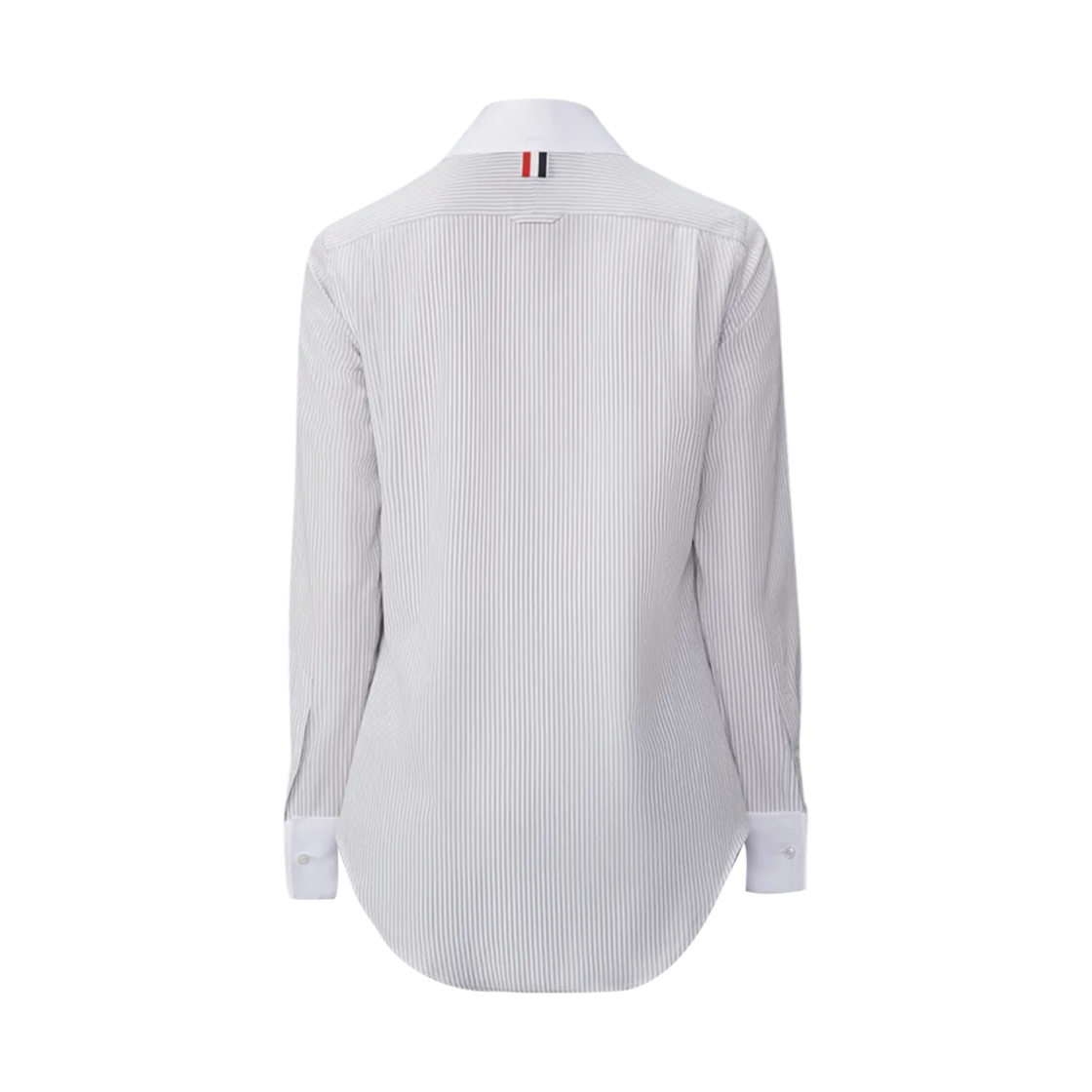 (W) 톰브라운 유니버시티 스트라이프 코튼 실크 라운드 칼라 셔츠 화이트((W) Thom Browne University Stripe Cotton Silk Round Collar Shirt White) - 2