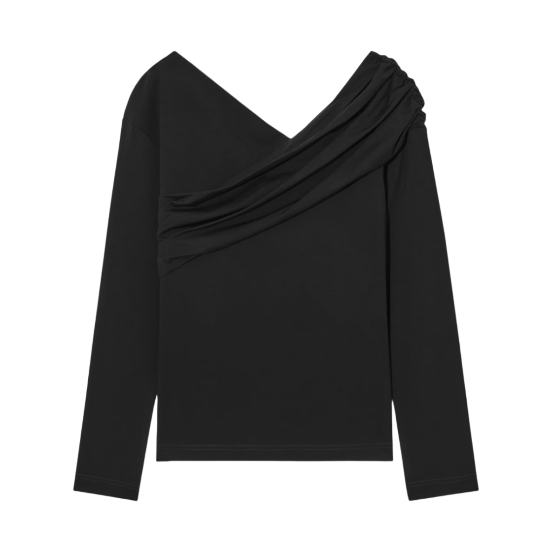 1189886001 (W) COS Gathered Off-The-Shoulder Asymmetric Top Black