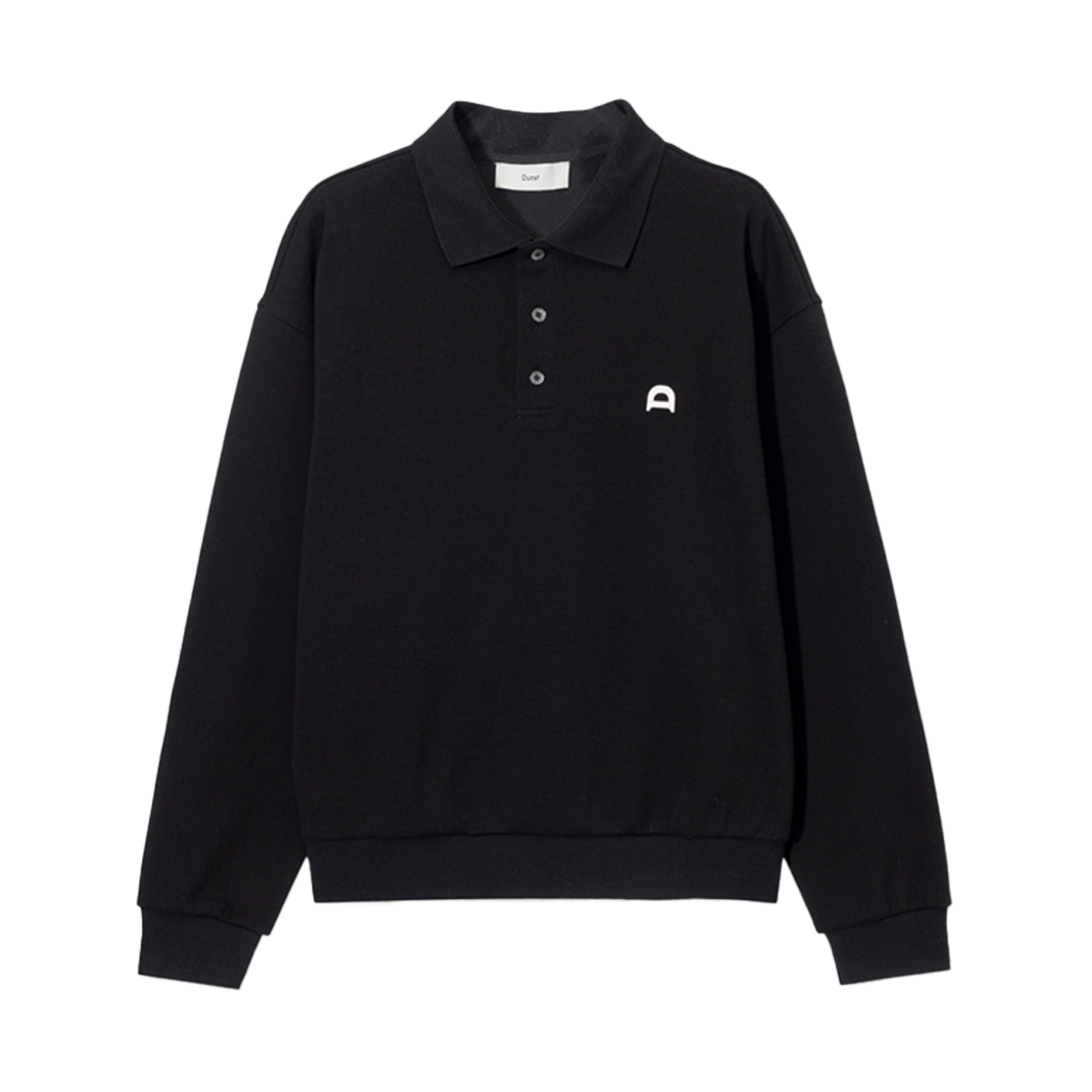 UDTS5A110BK Dunst Unisex Leather Logo Collared T-Shirt Black