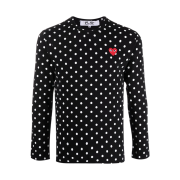 Play Comme des Garcons Polka Dot Red Heart LS T-Shirt Black