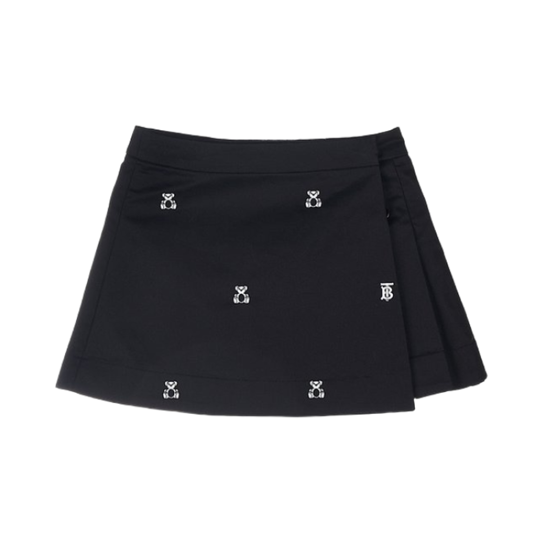 (키즈) 버버리 자수 토마스 베어 플리츠 스커트 블랙((Kids) Burberry Embroidered Thomas Bear Pleated Skirt Black)
