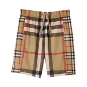 (Kids) Burberry Contrast Check Mesh Shorts Archive Beige
