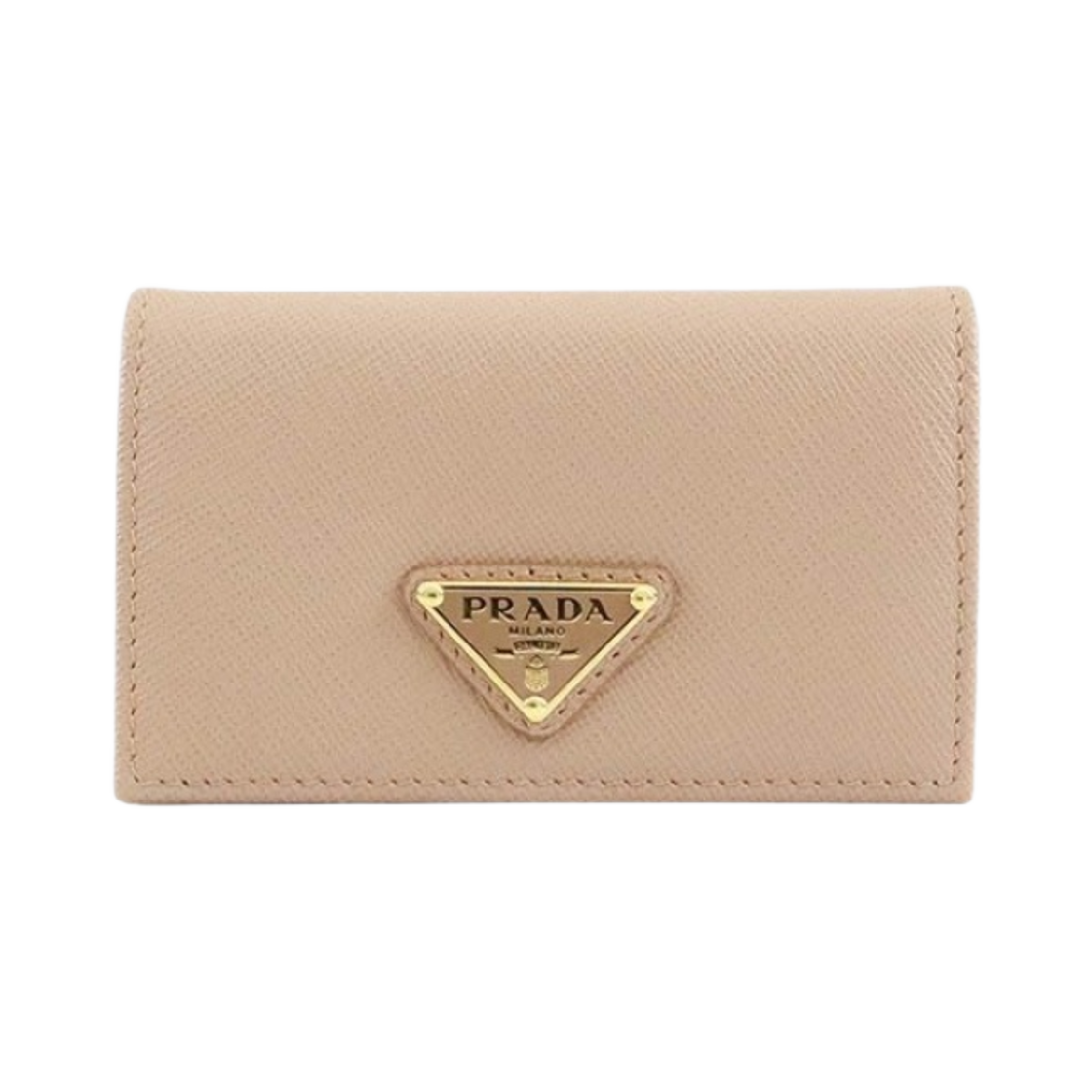 1MC122-QHH-F0236 Prada Saffiano Leather Triangle Logo Card Holder Powder Pink - 대표 이미지 #1