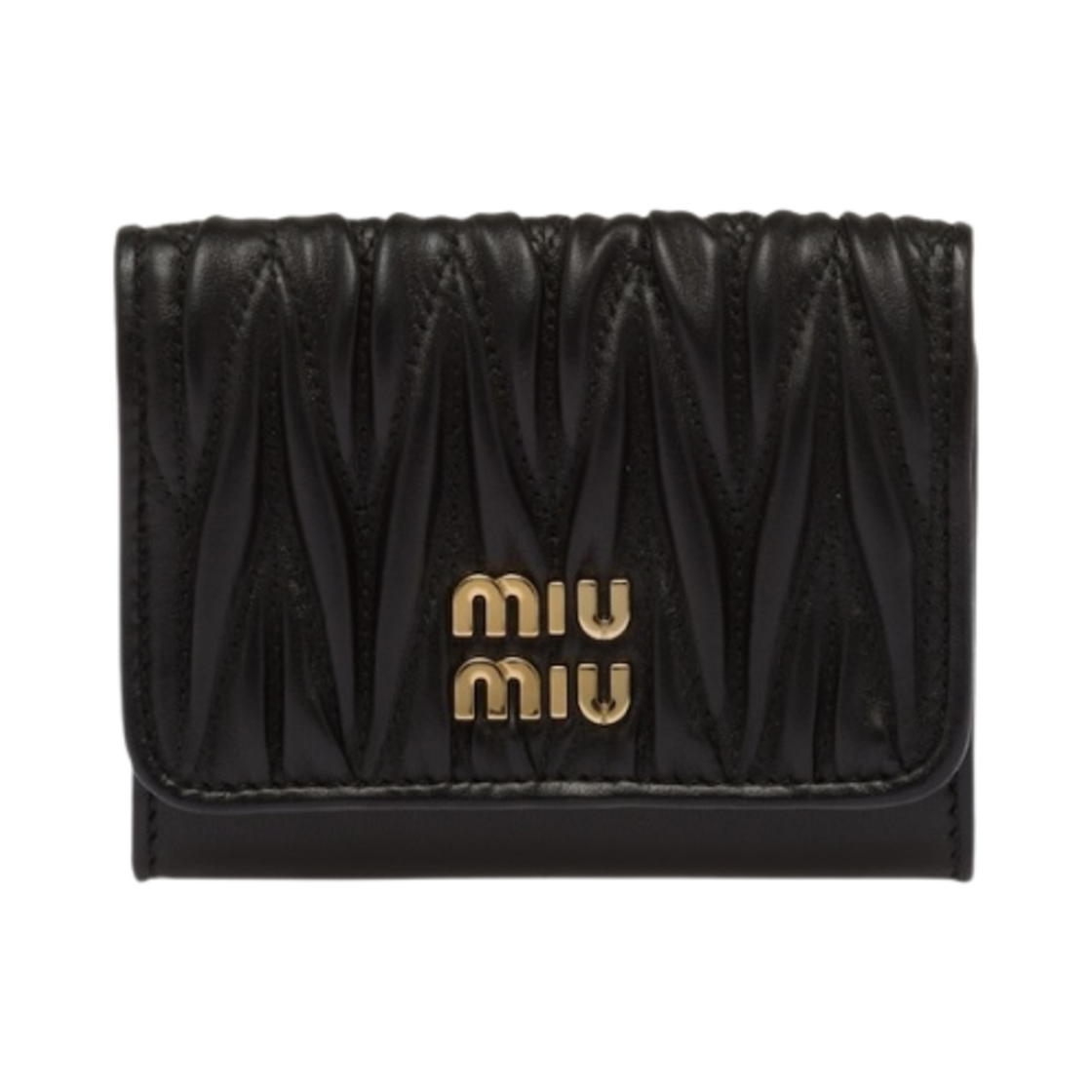 5MC104-2FPP-F0002 Miu Miu Matelasse Nappa Leather Card Holder Black