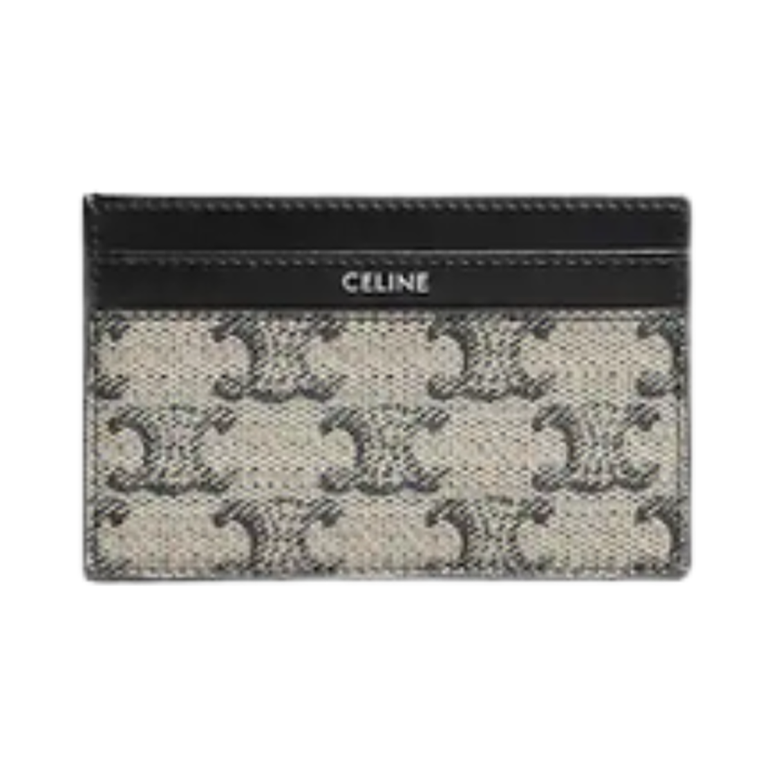 10N762GC3-02SI Celine Medium Card Holder in Triomphe Canvas and Calfskin Beige