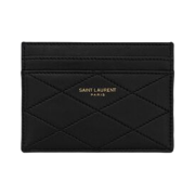 Saint Laurent Paris Card Case in Quilted Lambskin Black