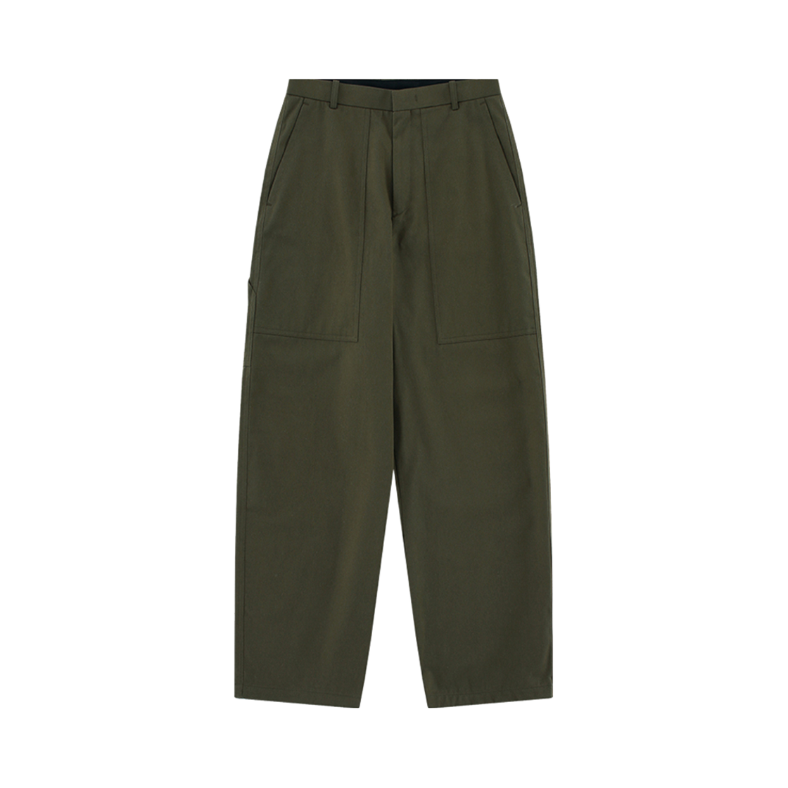 FW23PTS082OV Hongwoosung Patched Workwear Trousers Olive