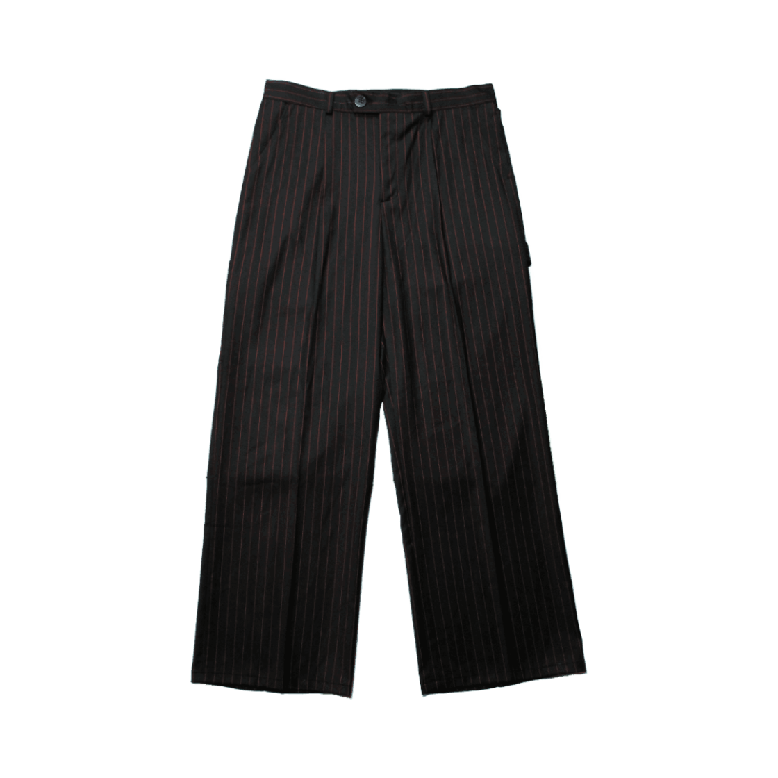 산시 맨즈 와이드 레그 카펜터 트라우저 레드 핀스트라이프(SANSI Men's Wide Leg Carpenter Trousers Red Pinstripes)