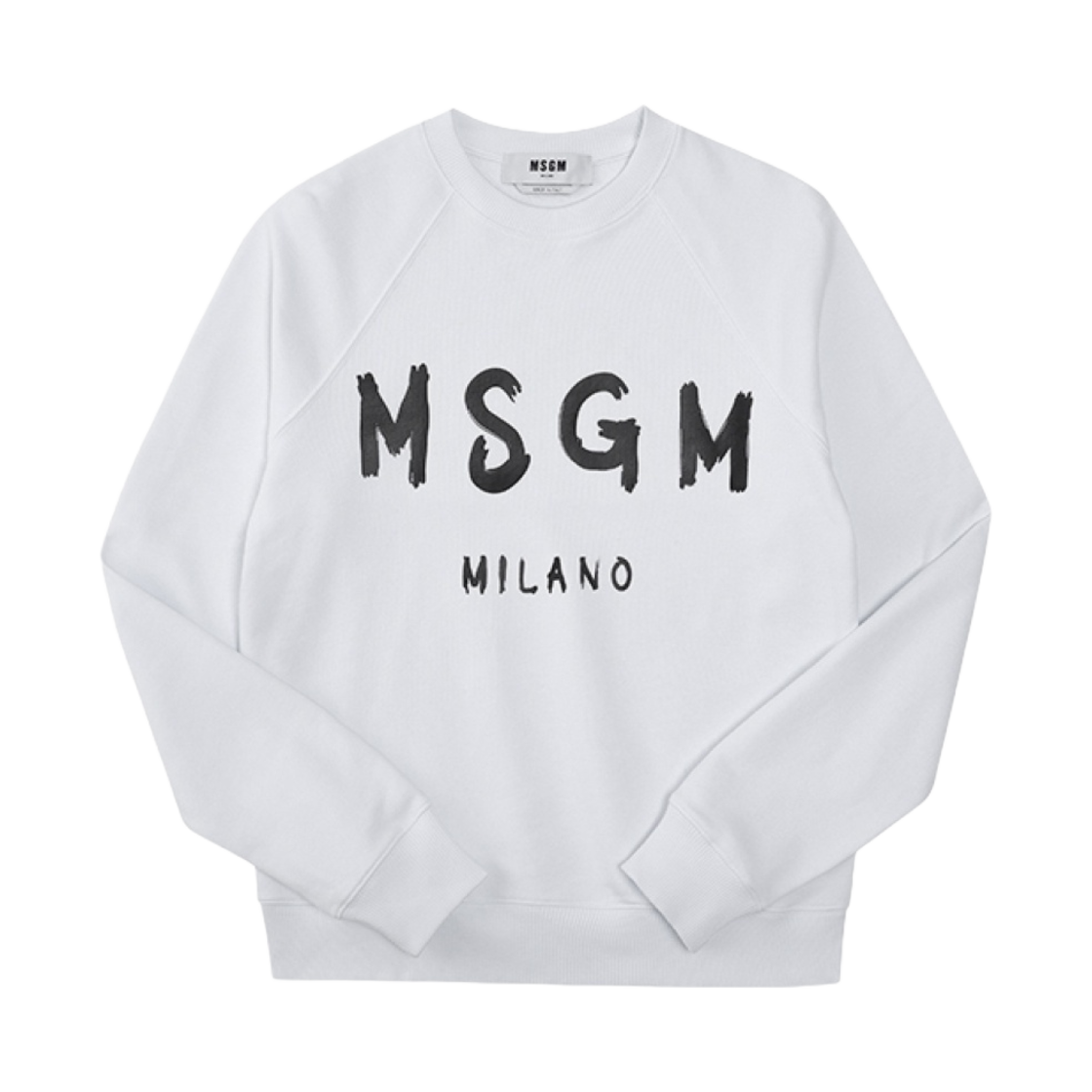 (W) 엠에스지엠 브러쉬드 로고 코튼 크루넥 스웨트셔츠 화이트((W) MSGM Cotton Crewneck Sweatshirt with Brushed Logo White) - 1