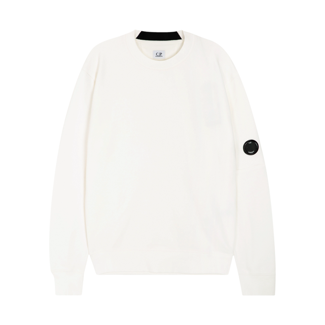 18CMSS023A005086W103 C.P. Company Lens Wappen Cotton Sweatshirt White - 25SS