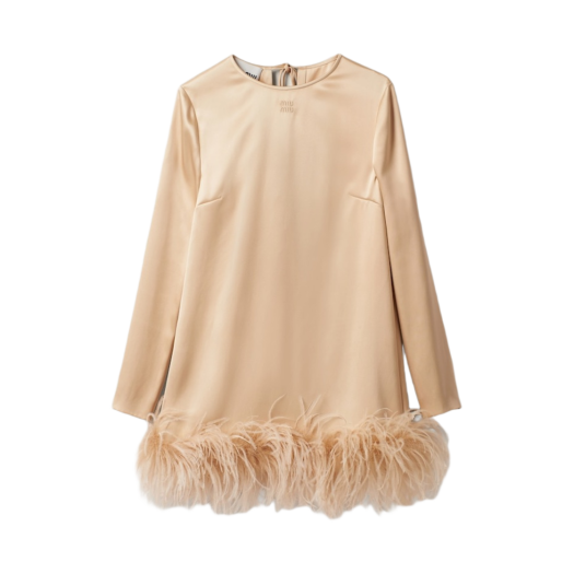(W) Miu Miu Satin Mini Dress Albino White