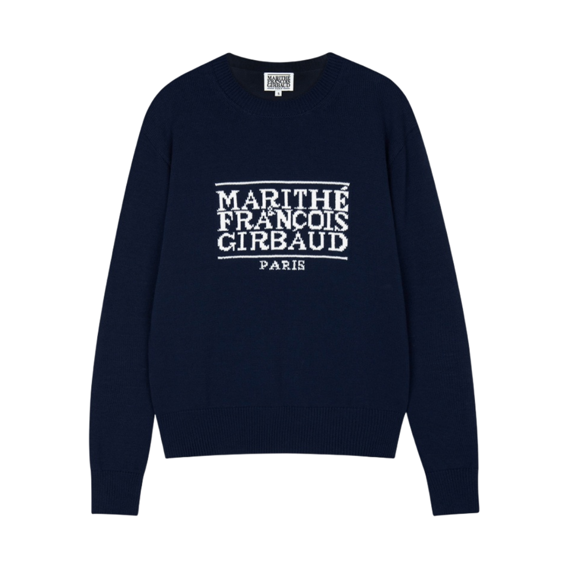 - Marithe Francois Girbaud Classic Logo Knit Pullover Melange Navy