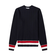 Thom Browne Textured Cotton RWB Rib Pullover Navy
