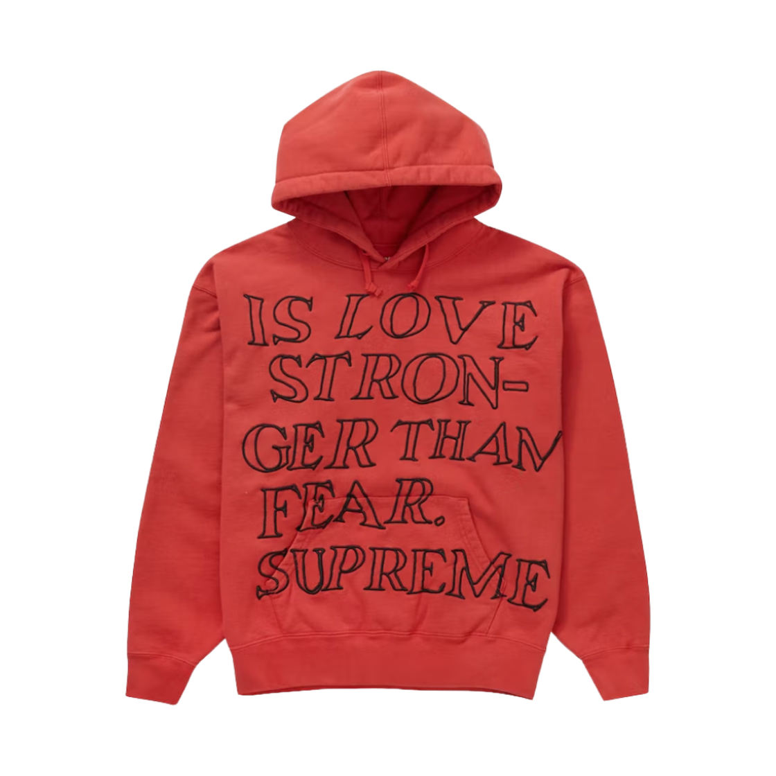 슈프림 스트롱거 댄 피어 후드 스웨트셔츠 번트 레드 - 23SS(Supreme Stronger Than Fear Hooded Sweatshirt Burnt Red - 23SS) - 1