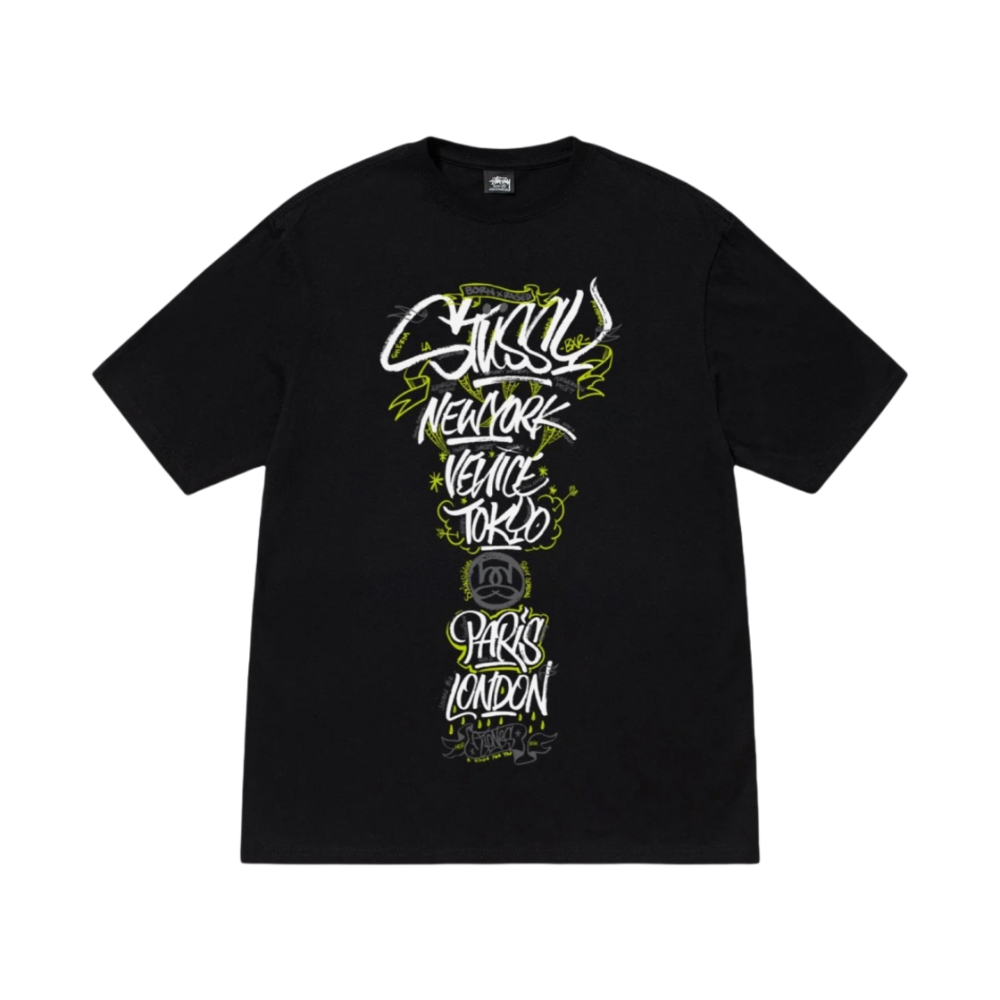 스투시 x 본앤레이즈드 핸드스타일 티셔츠 블랙(Stussy x Born X Raised Handstyles T-Shirt Black)