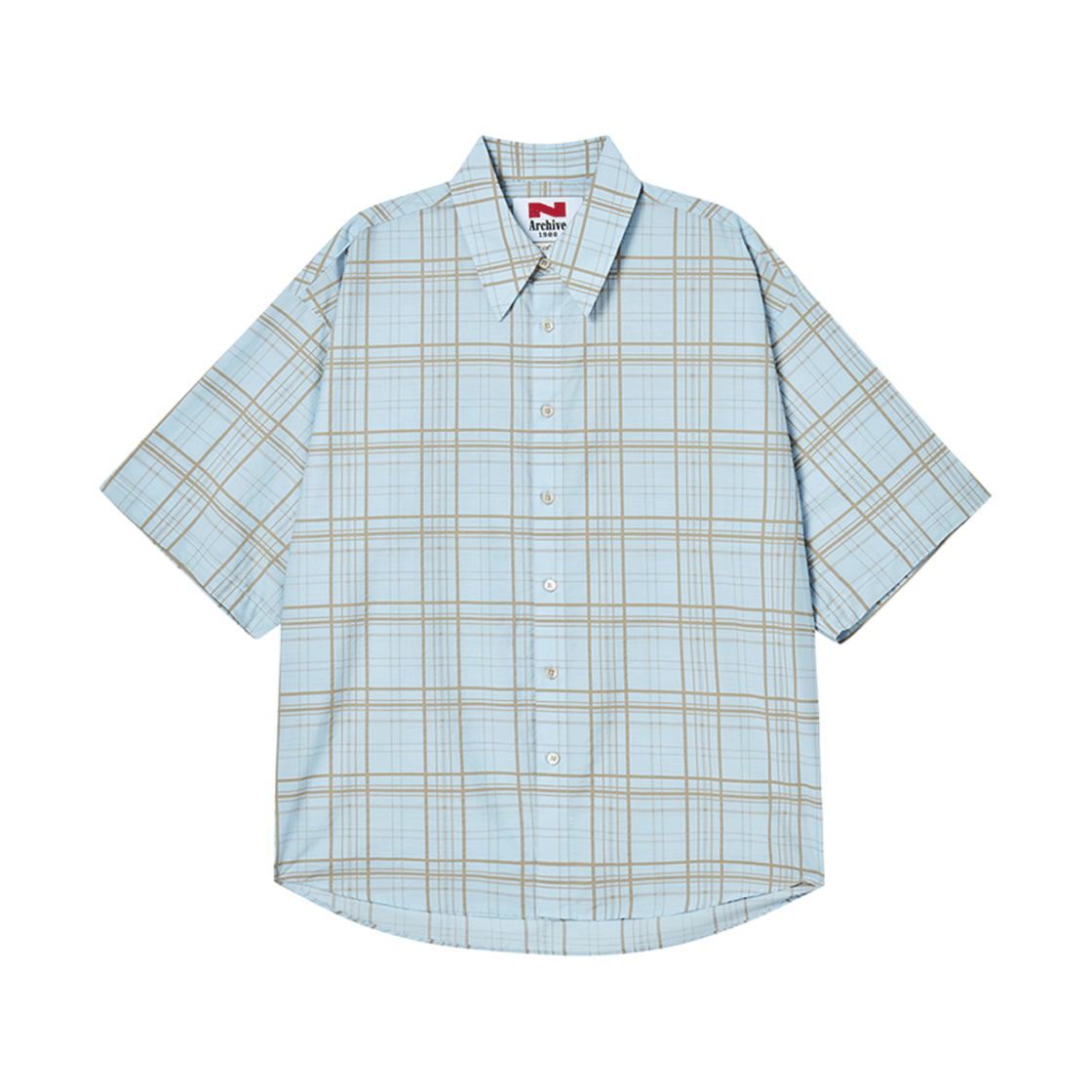 엔 아카이브 럭스 페브릭 체크 반팔 셔츠 스카이 블루(N ARCHIVE Lux Fabric Check 1/2 Shirt Sky Blue) - 1