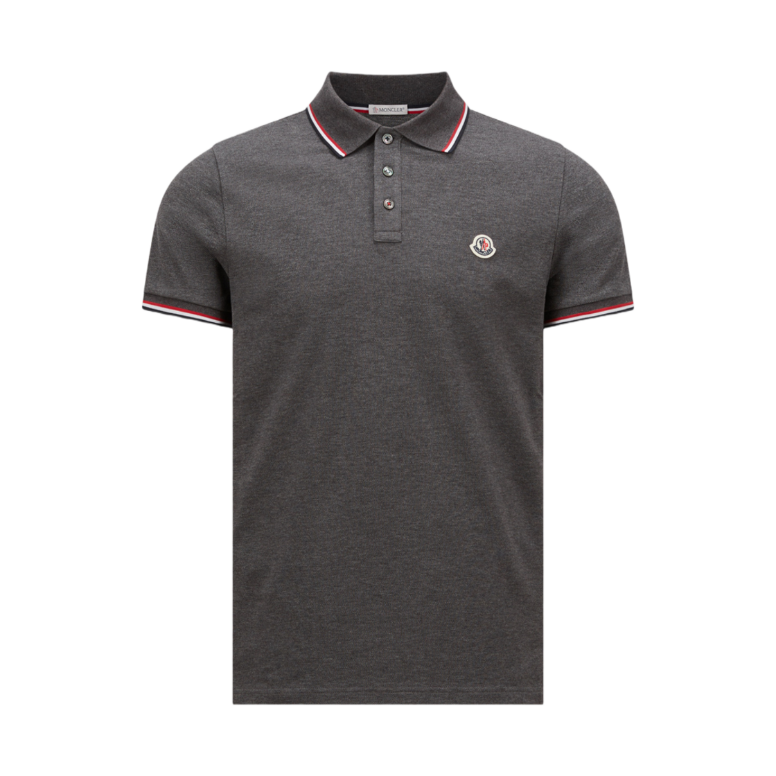 몽클레르 트라이컬러 트림 코튼 피케 폴로 셔츠 다크 그레이 - 25SS(Moncler Tricolor Trimmed Cotton Piquet Polo Shirt Dark Gray - 25SS) - 1
