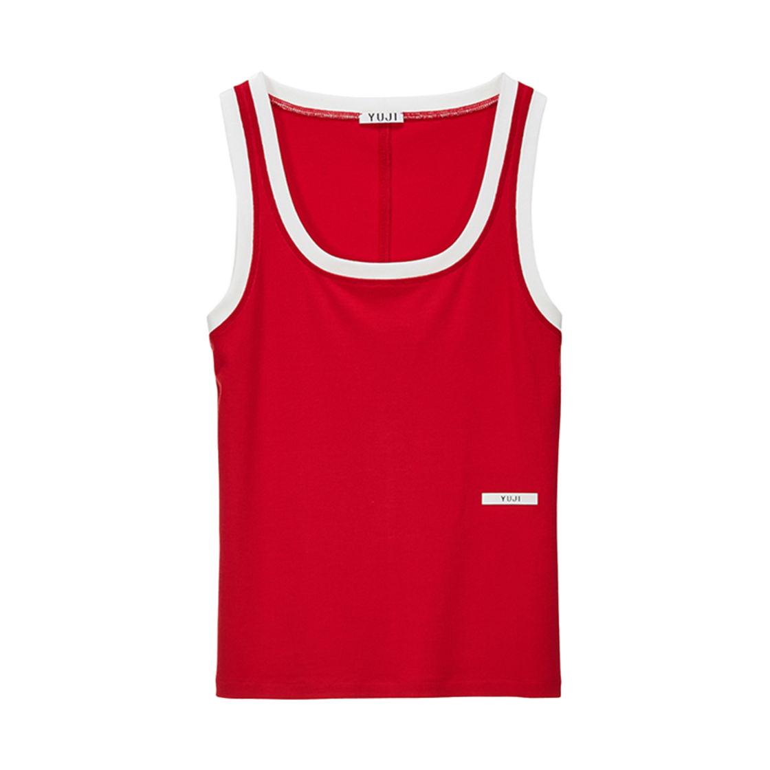유지 여성 유지 로고 링거 탱크 탑 레드(YUJI Womens Yuji Logo Ringer Tank Top Red)
