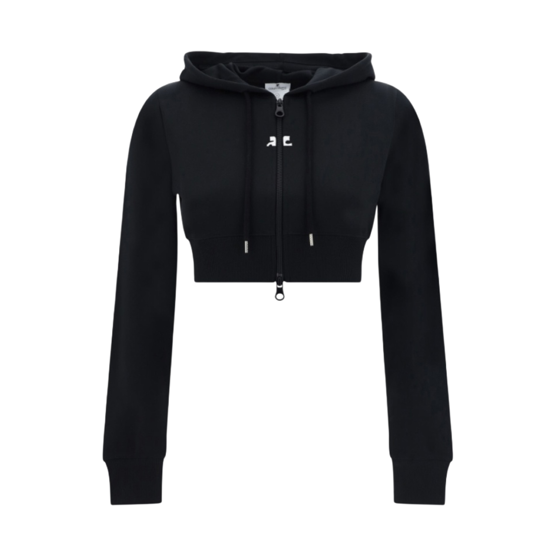 (W) 꾸레쥬 크롭 집 후드 블랙