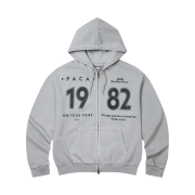 AMOU 1982 Vintage Uniform Hoodie Zip Up Light Grey