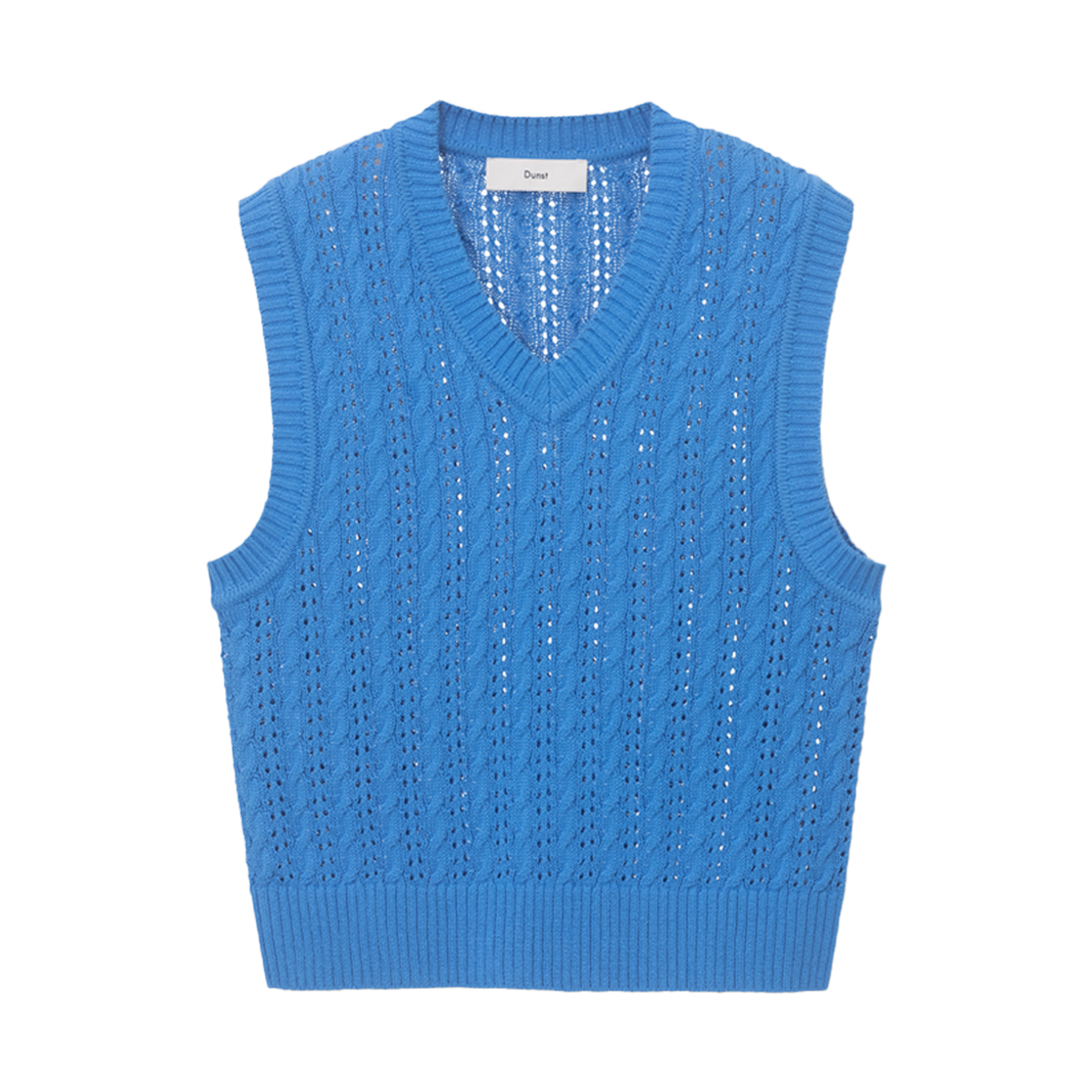 던스트 유니섹스 크로셰 니트 베스트 블루