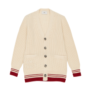 AMI Wool Ribbed Cardigan Blanc Creme