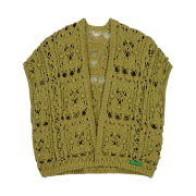 Green Butter Women Crochet Pom Bolero Cardigan Olive Khaki