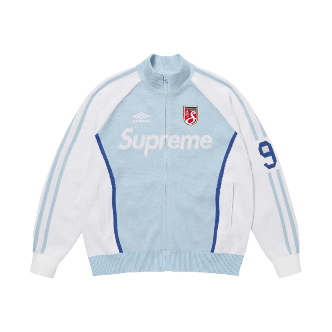 슈프림 x 엄브로 집업 스웨터 라이트 블루 - 25SS(Supreme x Umbro Zip Up Sweater Light Blue - 25SS)