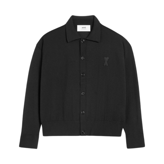 UKC042-KN0039-001 AMI de Coeur Embroidery Cardigan Black