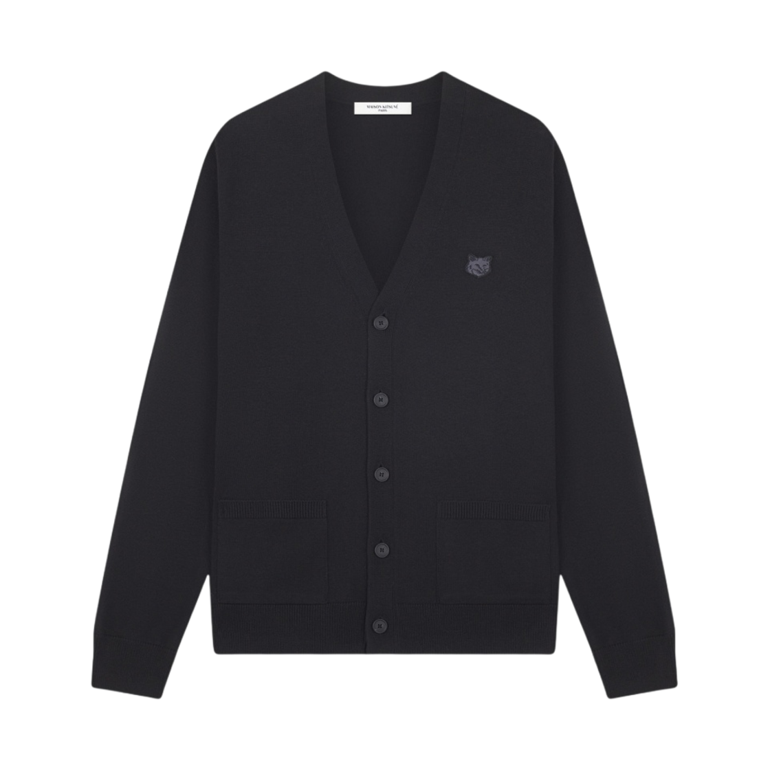 메종 키츠네 볼드 폭스 헤드 패치 레귤러 가디건 블랙(Maison Kitsune Bold Fox Head Patch Regular Cardigan Black)