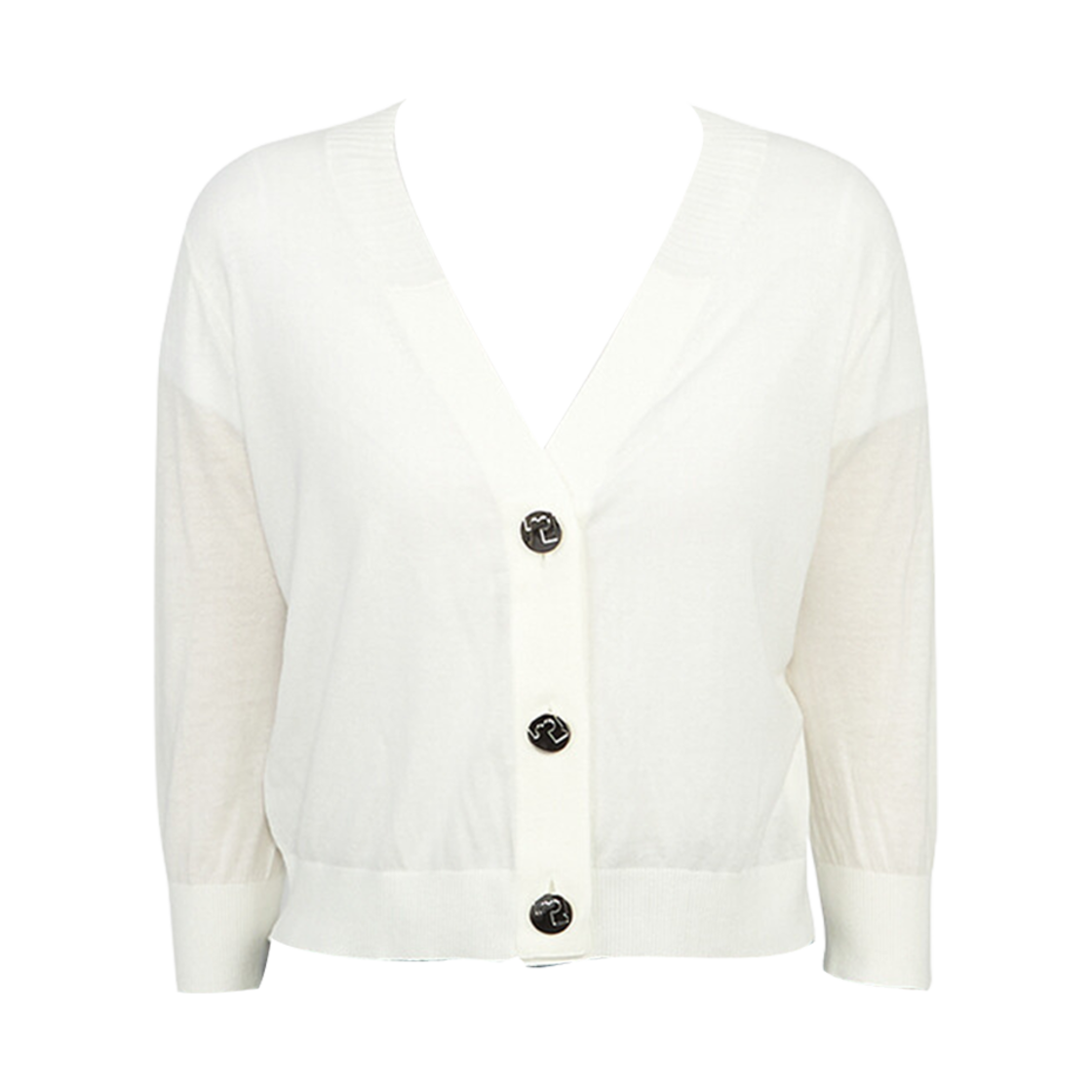 162370-100 (W) Tory Burch Cropped Cardigan Titanium White
