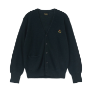 Heritage Floss Crest Merino Wool Cardigan Forest Green