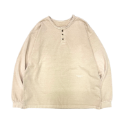 Undermycar Mu.89 Anti Fxxking Logo Play Brush Washed Henley Shirts Sand