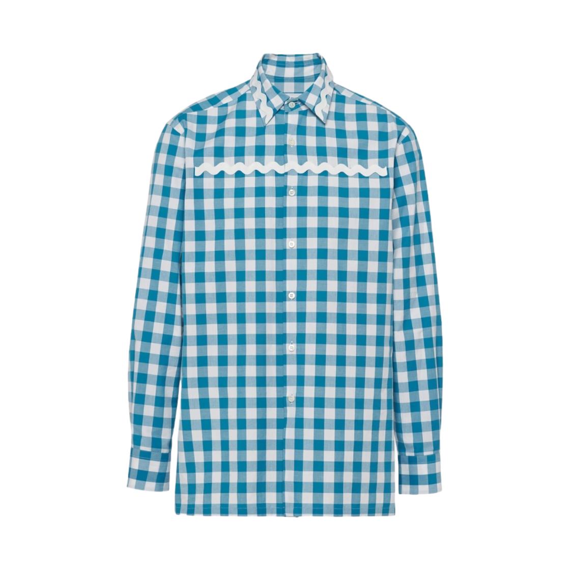 프라다 코튼 셔츠 화이트 터콰이즈 화이트(Prada Cotton Shirt White Turquoise White) - 1