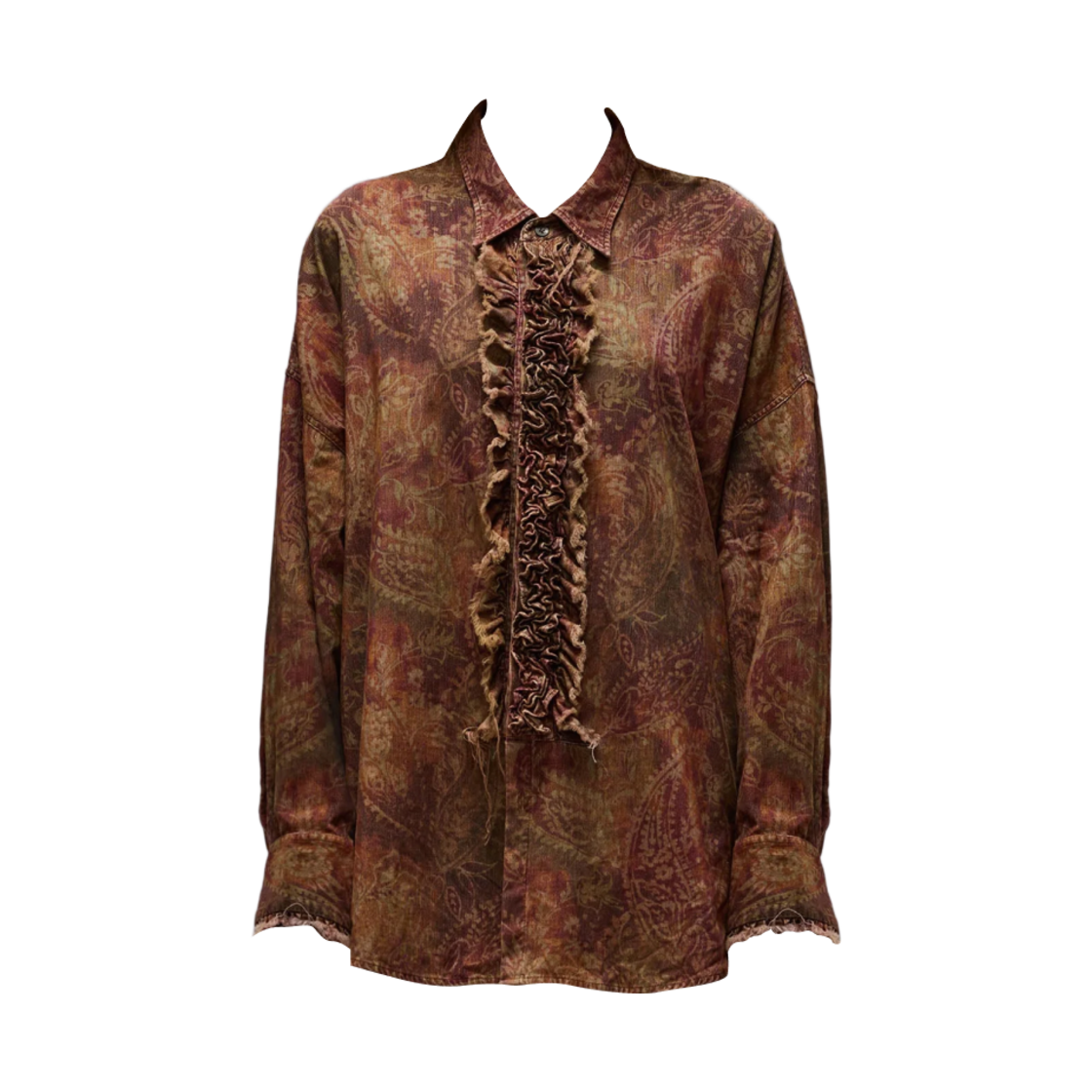 (W) R13 드롭 넥 턱시도 셔츠 페이즐리 프린트((W) R13 Drop Neck Tuxedo Shirt Paisley Print)