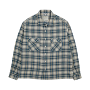 Heritage Floss One Washed Flannel Shirt Ivory Blue