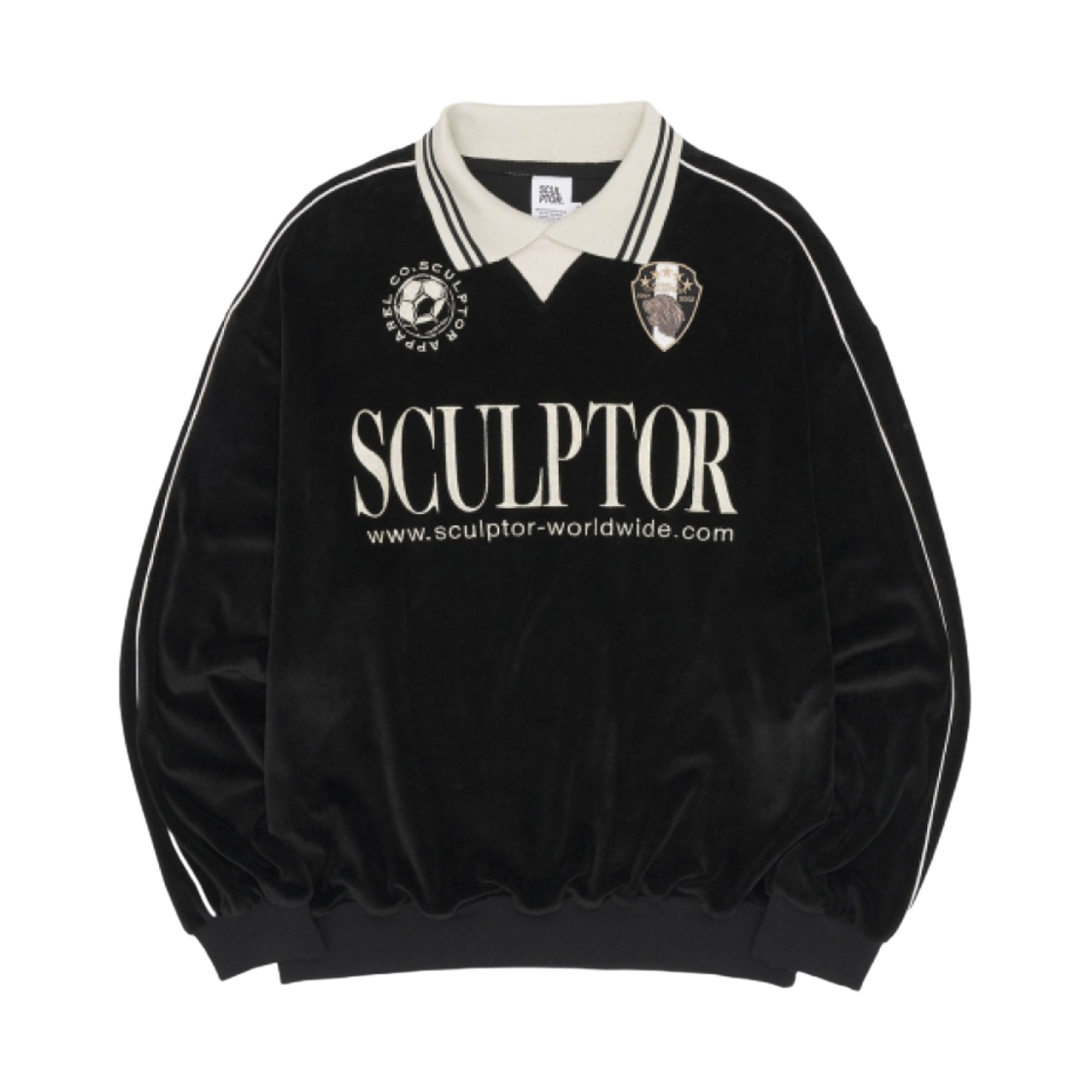 (W) 스컬프터 벨루어 사커 저지 블랙((W) Sculptor Velour Soccer Jersey Black)