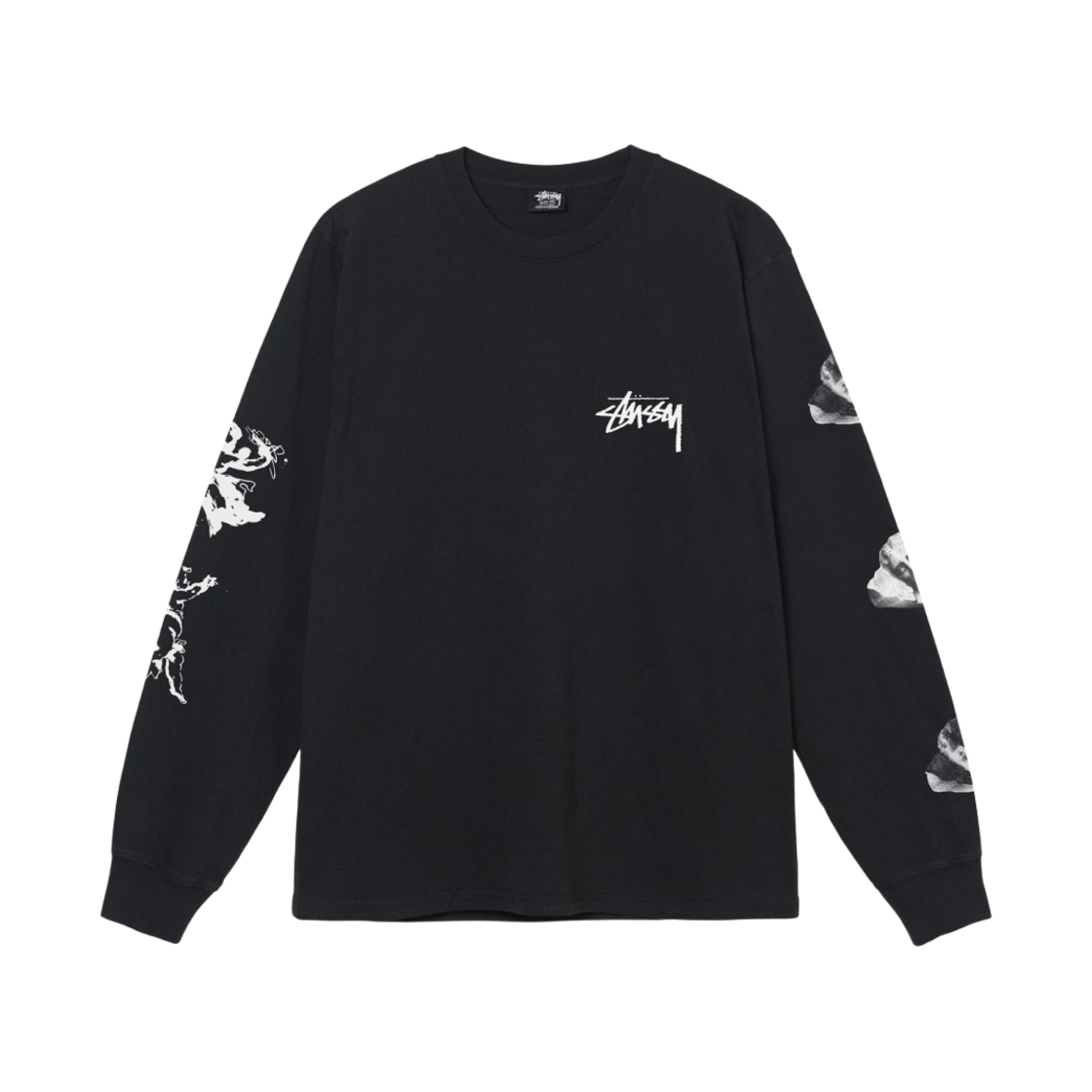 스투시 엔젤스 피그먼트 다이드 롱슬리브 티셔츠 블랙