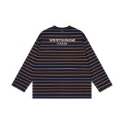 Wooyoungmi Long Sleeve Stripe Back Logo T-Shirt Navy Khaki - 21SS