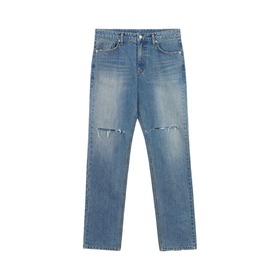 - Deinet Straight Slit Denim Pants in Blue
