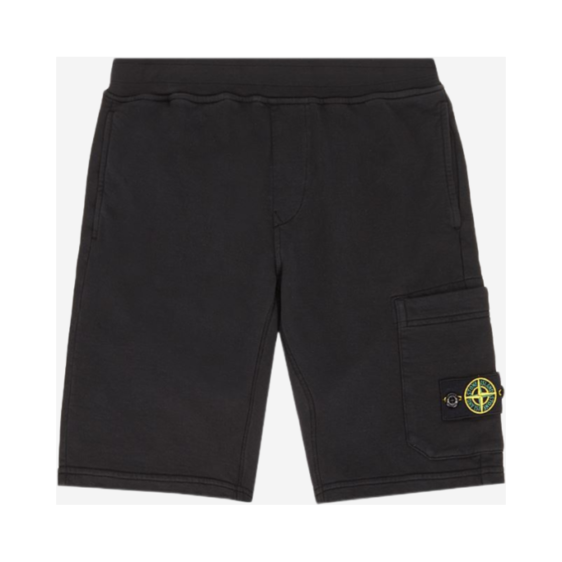 801661840-V0029 (Kids) Stone Island 61840 Cotton Fleece Garment Dyed Bermuda Cargo Shorts Black - 24SS