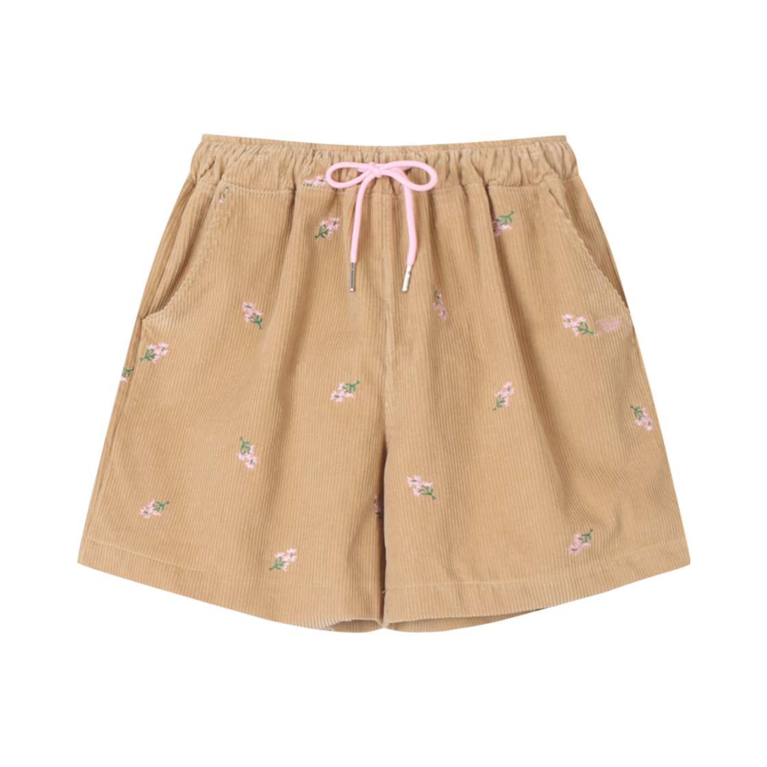NEIB24FWPT002 Neib Floral Embroided Corduroy Shorts Beige
