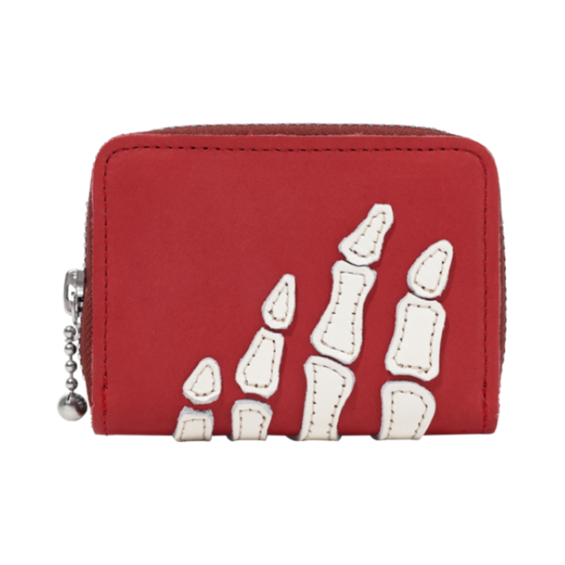캐피탈 떰즈 업 본 핸드 집 미니 지갑 레드(Kapital Thumbs Up Bone Hand Zip Mini Wallet Red)