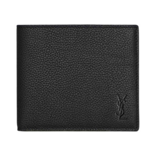Saint Laurent Cassandre Shadow Saint Laurent East/West Wallet In Grained Leather Black