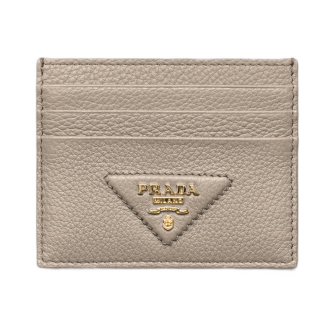 1MC025-2BBE-F0JDS Prada Leather Card Holder Clay Grey