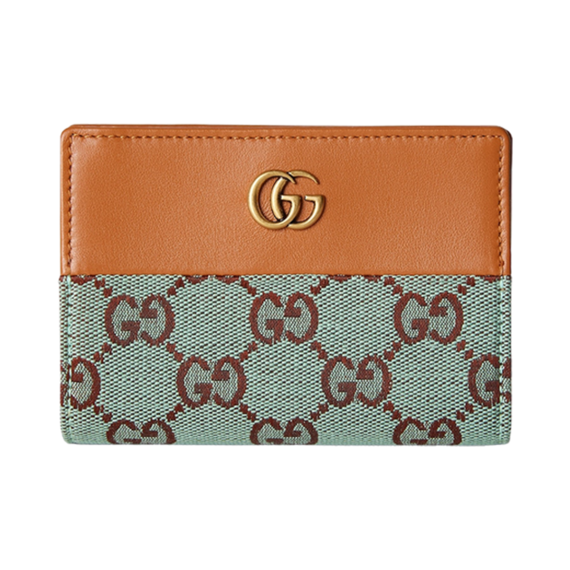 구찌 GG 바이폴드 카드 케이스 페일 블루 브라운 캔버스(Gucci GG Bifold Card Case Pale Blue Brown Canvas) - 1
