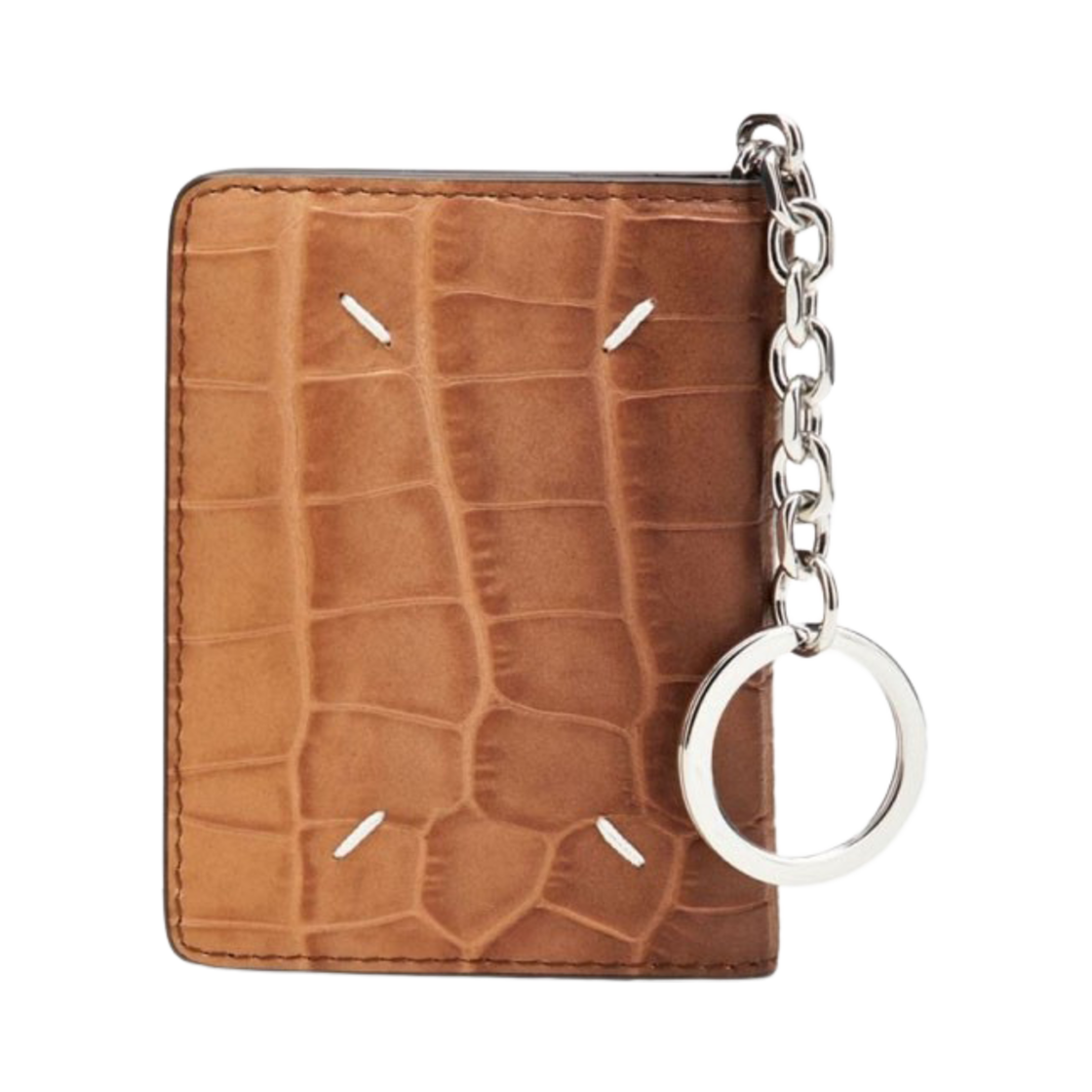 메종 마르지엘라 보빈 레더 크로커다일 프린트 키링 카드 홀더 꼬냑(Maison Margiela Bovine Leather Crocodile Print Keyring Card Holder Cognac) - 3