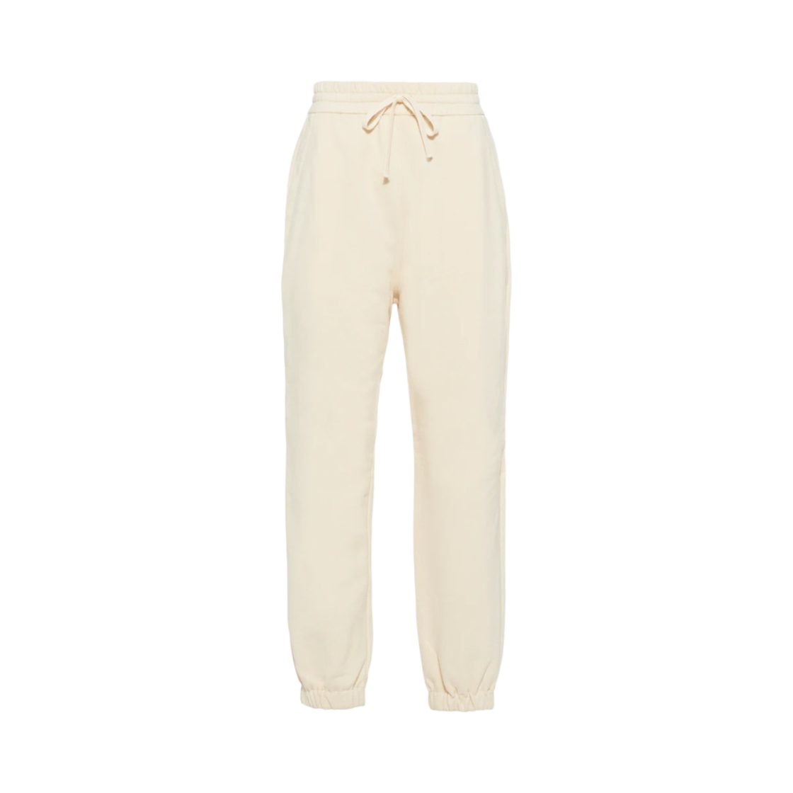 (W) 미우 미우 자수 로고 코튼 조거 아이보리((W) Miu Miu Cotton Joggers with Embroidered Logo Ivory) - 1