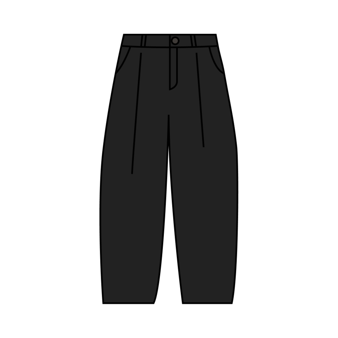 475318-09 (W) GU Corduroy Barrel Leg Pants Black - KR