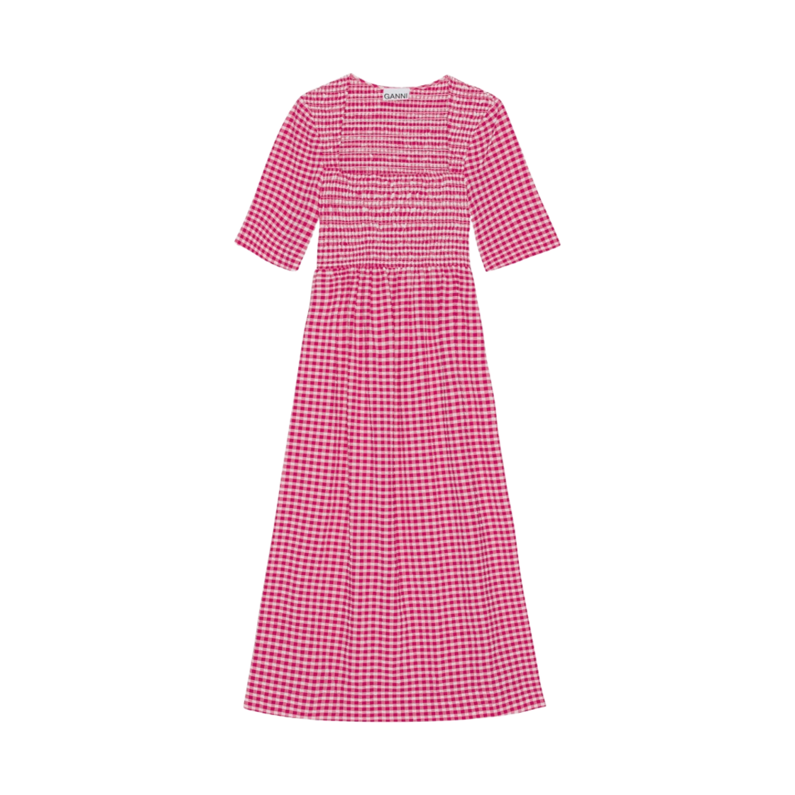 (W) 가니 시어서커 스모크 드레스 러브 포션((W) Ganni Seersucker Smock Dress Love Potion) - 1